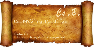 Csiffáry Balázs névjegykártya